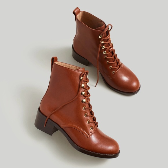 Madewell Patti lace-up boot Warm Cinnamon NIB sz 9.5 - Picture 2 of 14